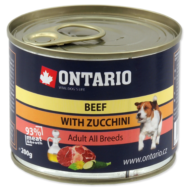 Konzerva ONTARIO Dog Mini Beef, Zucchini, Dandelion and Linseed Oil 200g