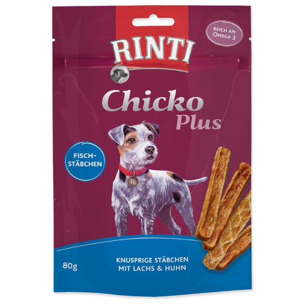 Pochoutka RINTI Extra Chicko Plus losos + kure 80g