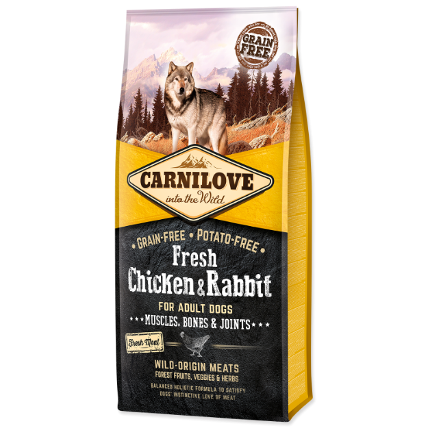 CARNILOVE Fresh Chicken & Rabbit Muscles, Bones & Joints for Adult dogs 12kg