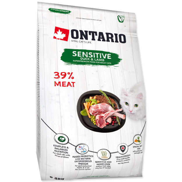 ONTARIO Cat Sensitive / Derma 2kg