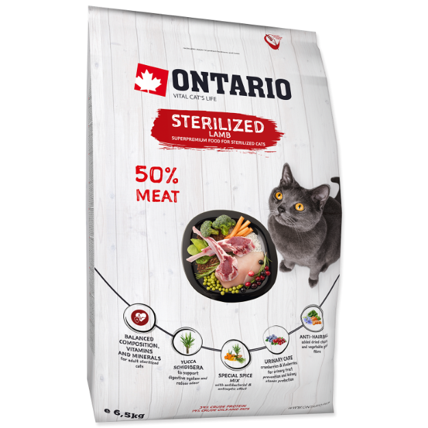 ONTARIO Cat Sterilised Lamb 6,5kg