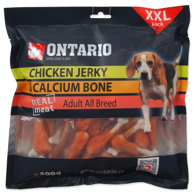 Snack ONTARIO Dog Chicken Jerky + Calcium 500g