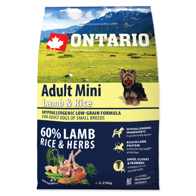 ONTARIO Dog Adult Mini Lamb & Rice 2,25kg