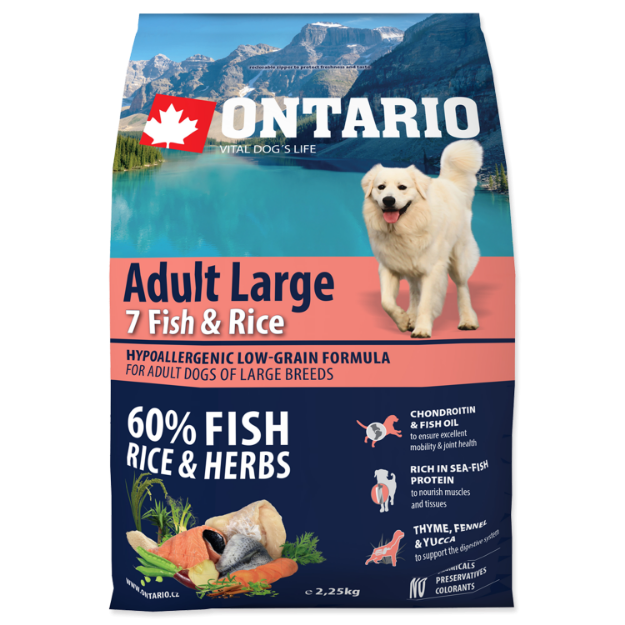 ONTARIO Dog Adult Large Fish & Rice 2,25kg