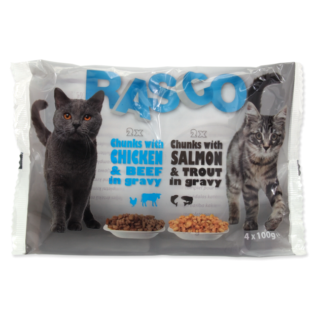 Kapsicky RASCO Cat s lososem a pstruhem / s kurecím a hovezím multipack 400g