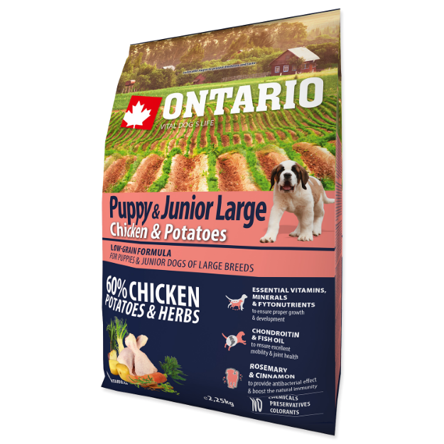 ONTARIO Puppy & Junior Large Chicken & Potatoes & Herbs 2,25kg