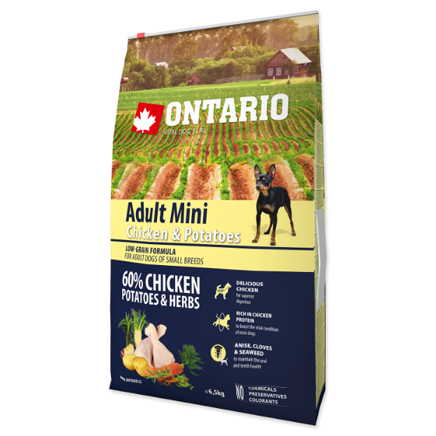 ONTARIO Dog Adult Mini Chicken & Potatoes & Herbs 6,5kg