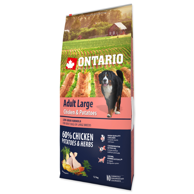 ONTARIO Dog Adult Large Chicken & Potatoes & Herbs 12kg