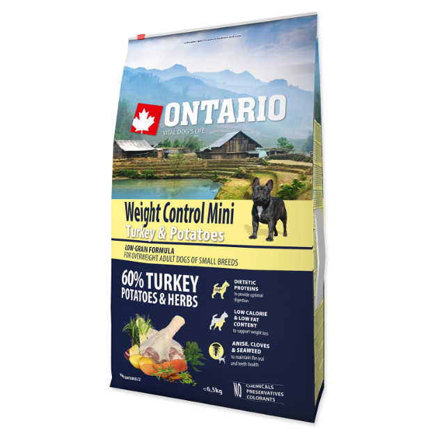 ONTARIO Dog Mini Weight Control Turkey & Potatoes 6,5kg