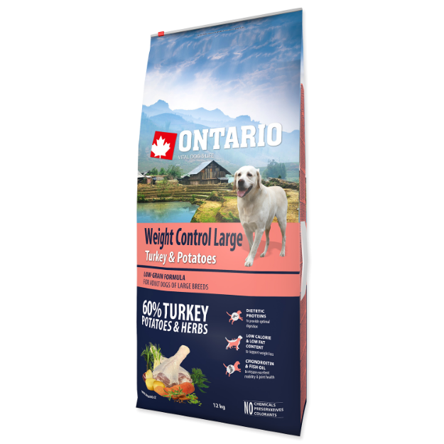 ONTARIO Dog Large Weight Control Turkey & Potatoes & Herbs 12kg