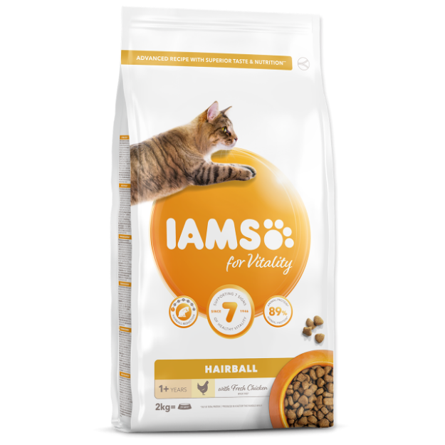 IAMS for Vitality Adult Cat Food Hairball Reduction with Fresh Chicken 2kg