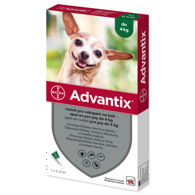 BAYER Advantix Spot-On pro psy do 4 kg 0,4ml