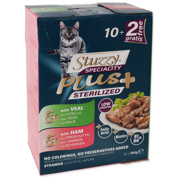 Kapsicka STUZZY Speciality Plus Sterilized telecí, šunka multipack 1200g