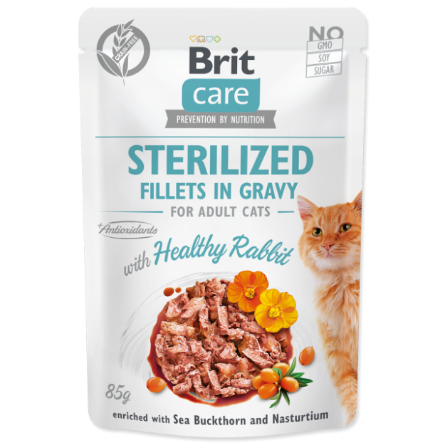 Kapsicka BRIT Care Cat Sterilized Fillets in Gravy with Healthy Rabbit 85g