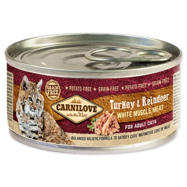 Konzerva CARNILOVE WMM Turkey & Reindeer for Adult Cats 100g