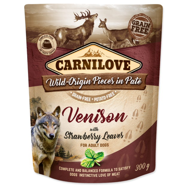 Kapsicka CARNILOVE Dog Paté Venison with Strawberry Leaves 300g