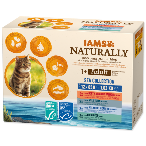 Kapsicky IAMS Cat Naturally morské maso v omácce multipack 1020g