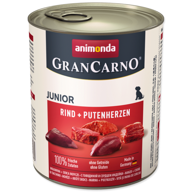 Konzerva ANIMONDA Gran Carno Junior hovezí + krutí srdce 800g