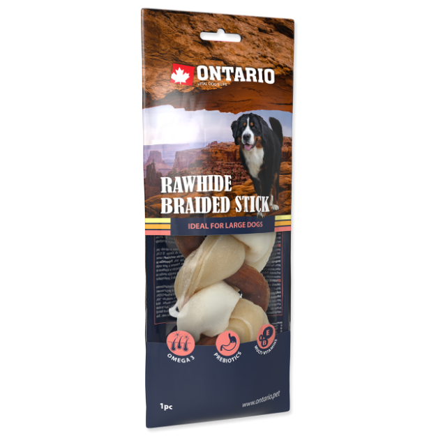 Snack ONTARIO Dog Rawhide Braided Stick Mix 17,5 cm 