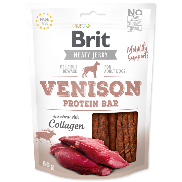 Obrázek Snack BRIT Jerky Venison Protein Bar 80g 