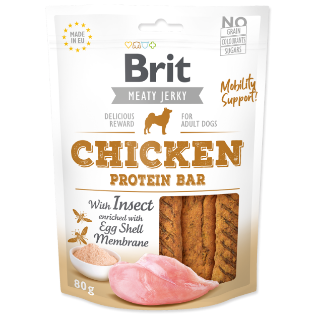 Obrázek Snack BRIT Jerky Chicken with Insect Protein Bar 80g 