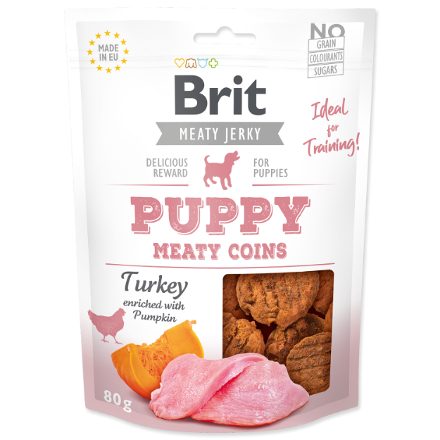 Obrázek Snack BRIT Jerky Puppy Turkey Meaty Coins 80g 