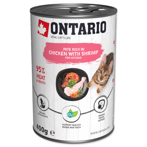 Obrázek Konzerva ONTARIO Chicken with Shrimps flavoured with Sea Buckthorn 400g