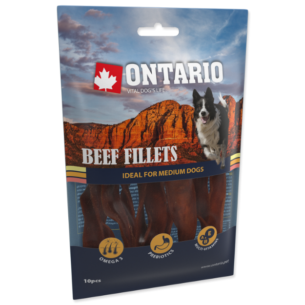 Obrázek Snack ONTARIO Dog Rawhide Beef Fillets 12,5 cm 10ks