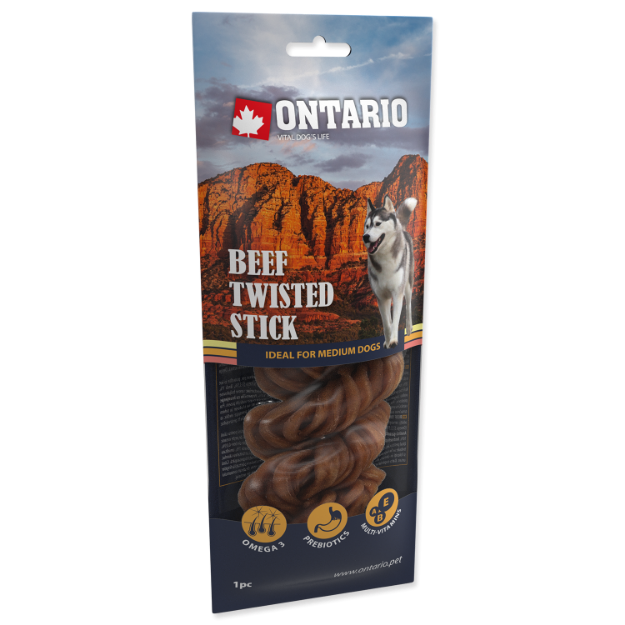 Obrázek Snack ONTARIO Dog Rawhide Twisted Stick 15 cm 