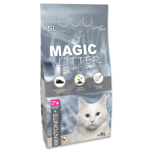 Obrázek Kočkolit MAGIC LITTER Bentonite Ultra White with Carbon 5 l