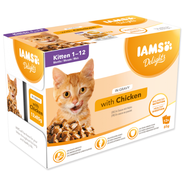 Obrázek Kapsičky IAMS Kitten Delights Chicken in Gravy multipack 1020g