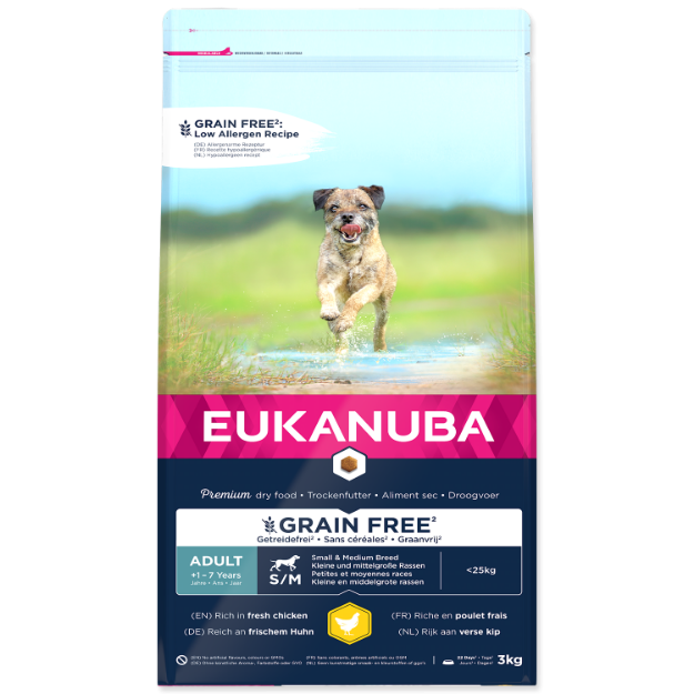 Obrázek EUKANUBA Adult Small & Medium Grain Free Chicken  3 kg